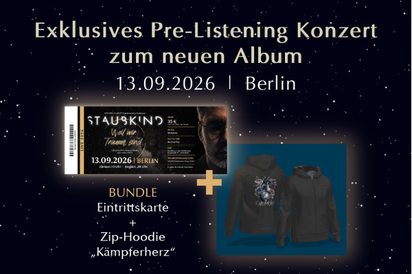 Bundle Eintrittskarte Berlin + Zipper Hoodie "Kämpferherz" Bundle Eintrittskarte Berlin + Zipper Hoodie "Kämpferherz"